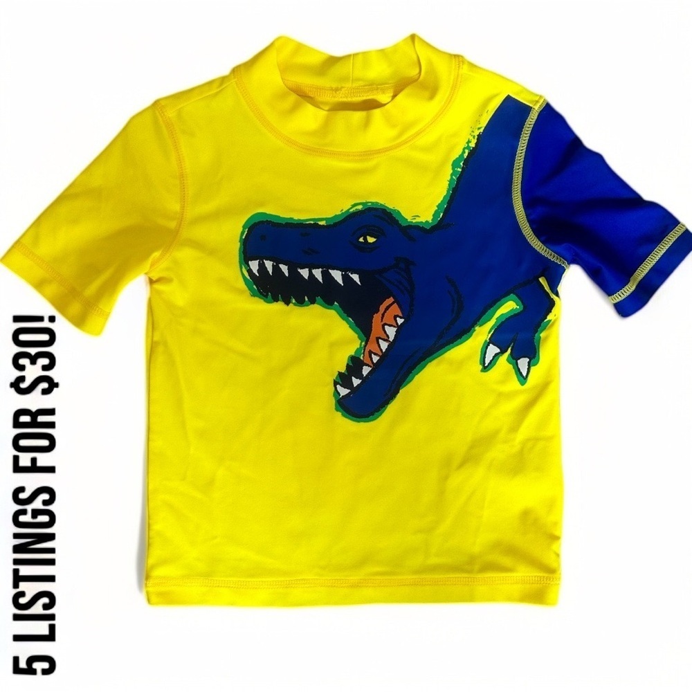 Carter’s Toddler Boy Vibrant Dinosaur Swim Rash-guard Graphic T-Shirt Size 3T